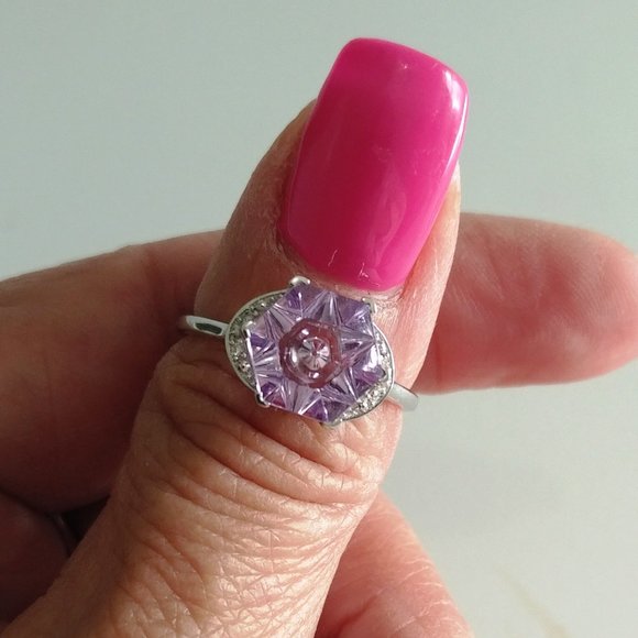 Glenn Lehrer Jewelry - Genuine Rose de France Amethyst/Diamond 10K Ring